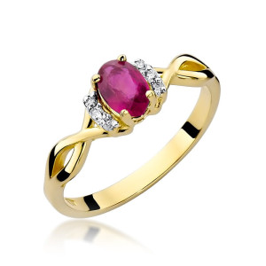 Złoty pierścionek W019 Rubin 0,60ct żółte złoto pr. 585
