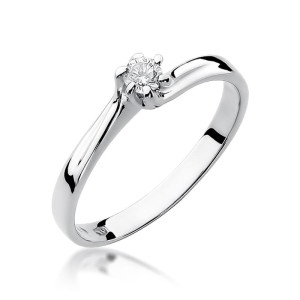 Złoty pierścionek W021 Diament 0,10ct białe złoto pr. 585