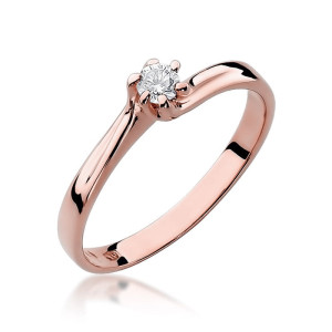 Złoty pierścionek W021 Diament 0,10ct różowe złoto pr. 585