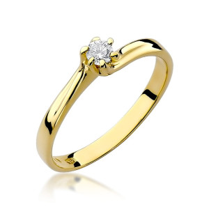 Złoty pierścionek W021 Diament 0,10ct żółte złoto pr. 585