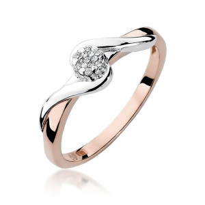 Złoty pierścionek W022 Diament 0,04ct różowe złoto pr. 585