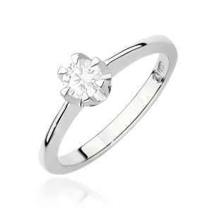 Złoty pierścionek W0220 Diament Laboratoryjny 0,40ct białe złoto pr. 585
