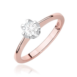 Złoty pierścionek W0220 Diament Laboratoryjny 0,40ct różowe złoto pr. 585