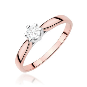 Złoty pierścionek W0222 Diament Laboratoryjny 0,30ct różowe złoto pr. 585