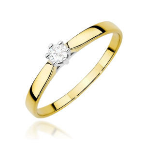 Złoty pierścionek W0222 Diament Laboratoryjny 0,10ct żółte złoto pr. 585