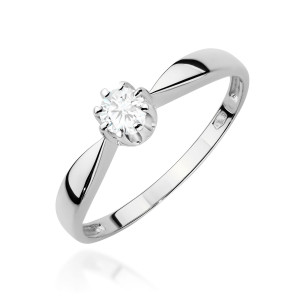 Złoty pierścionek W0228 Diament Laboratoryjny 0,15ct białe złoto pr. 585