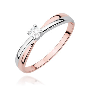 Złoty pierścionek W0230 Diament Laboratoryjny 0,10ct różowe złoto pr. 585