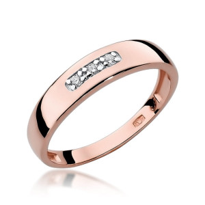 Złoty pierścionek W0235 z diamentami różowe złoto pr. 585