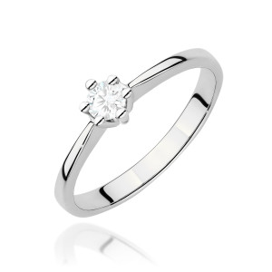 Złoty pierścionek W0256 Diament Laboratoryjny 0,15ct białe złoto pr. 585