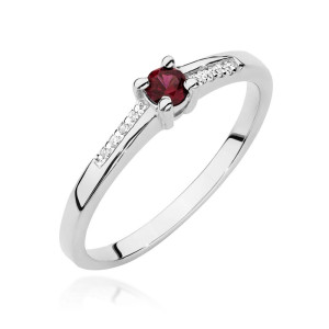 Złoty pierścionek W0258 Rubin 0,15ct białe złoto pr. 585