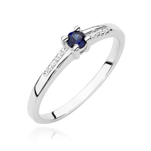 Złoty pierścionek W0258 Szafir 0,15ct białe złoto pr. 585