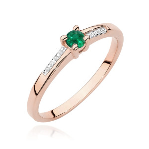 Złoty pierścionek W0258 Szmaragd 0,15ct różowe złoto pr. 585