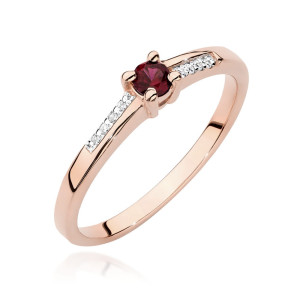 Złoty pierścionek W0258 Rubin 0,15ct różowe złoto pr. 585