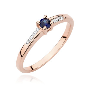 Złoty pierścionek W0258 Szafir 0,15ct różowe złoto pr. 585