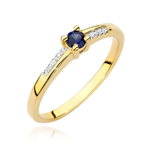 Złoty pierścionek W0258 Szafir 0,15ct żółte złoto pr. 585