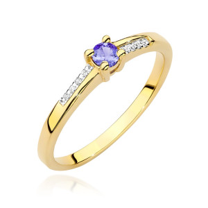 Złoty pierścionek W0258 Tanzanit 0,15ct żółte złoto pr. 585