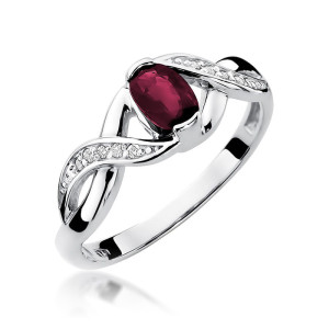 Złoty pierścionek W028 Rubin 0,60ct białe złoto pr. 585