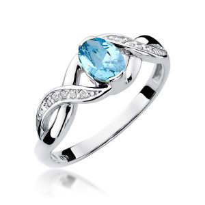 Złoty pierścionek W028 Topaz 0,50ct białe złoto pr. 585