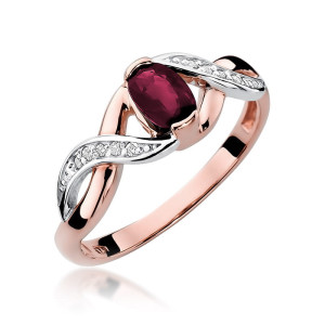 Złoty pierścionek W028 Rubin 0,60ct różowe złoto pr. 585