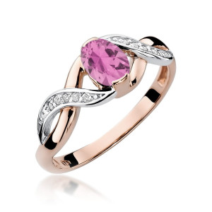 Złoty pierścionek W028 Różowy Szafir 0,45ct różowe złoto pr. 585