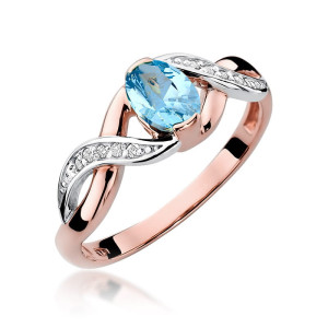 Złoty pierścionek W028 Topaz 0,50ct różowe złoto pr. 585