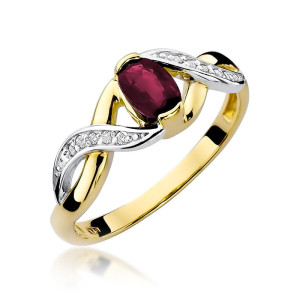 Złoty pierścionek W028 Rubin 0,60ct żółte złoto pr. 585