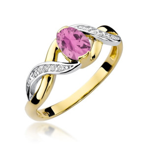 Złoty pierścionek W028 Różowy Szafir 0,45ct żółte złoto pr. 585
