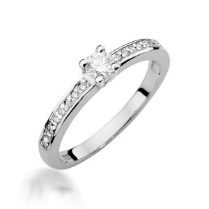 Złoty pierścionek W288 Diament 0,20ct białe złoto pr. 585
