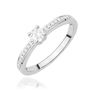Złoty pierścionek W0288 Diament Laboratoryjny 0,20ct białe złoto pr. 585