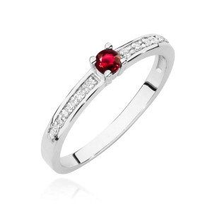 Złoty pierścionek W0288 Rubin 0,15ct białe złoto pr. 585