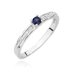 Złoty pierścionek W0288 Szafir 0,15ct białe złoto pr. 585