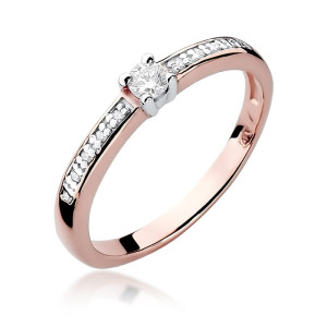 Złoty pierścionek W288 Diament 0,08ct różowe złoto pr. 585