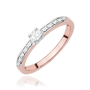 Złoty pierścionek W0288 Diament Laboratoryjny 0,08ct różowe złoto pr. 585