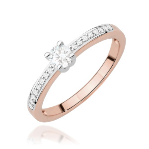 Złoty pierścionek W0288 Diament Laboratoryjny 0,20ct różowe złoto pr. 585