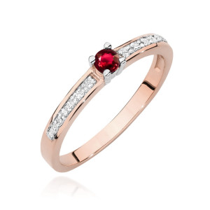Złoty pierścionek W0288 Rubin 0,15ct różowe złoto pr. 585