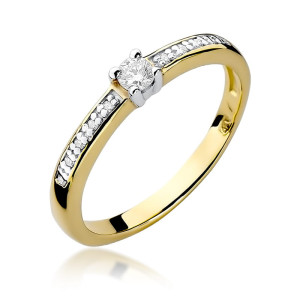 Złoty pierścionek W288 Diament 0,08ct żółte złoto pr. 585
