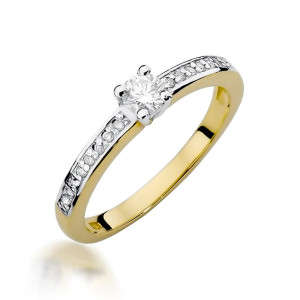 Złoty pierścionek W288 Diament 0,20ct żółte złoto pr. 585