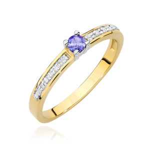 Złoty pierścionek W0288 Tanzanit 0,15ct żółte złoto pr. 585