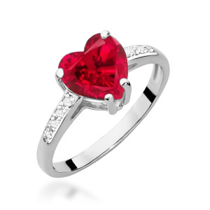 Złoty pierścionek W031 Rubin 1,70ct białe złoto pr. 585