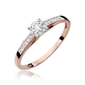 Złoty pierścionek W034 Diament 0,04ct różowe złoto pr. 585