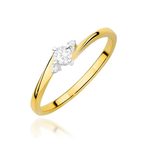 Złoty pierścionek W0346 Diament Laboratoryjny 0,10ct żółte złoto pr. 585