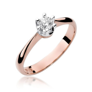 Złoty pierścionek W036 Diament 0,23ct różowe złoto pr. 585