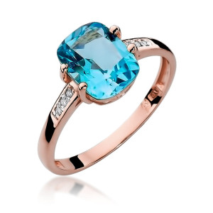 Złoty pierścionek W038 Topaz 2,40ct różowe złoto pr. 585