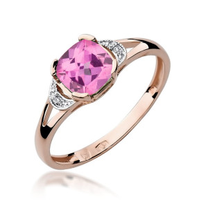 Złoty pierścionek W040 Różowy Topaz 1,10ct różowe złoto pr. 585