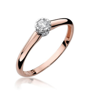 Złoty pierścionek W042 Diament 0,13ct różowe złoto pr. 585