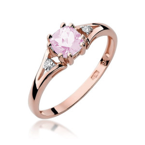 Złoty pierścionek W044 Różowy Topaz 0,70ct różowe złoto pr. 585