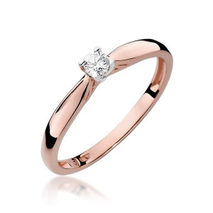 Złoty pierścionek W045 Diament 0,10ct różowe złoto pr. 585