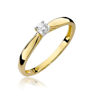 Złoty pierścionek W045 Diament 0,10ct żółte złoto pr. 585