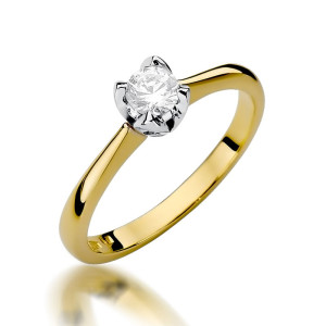 Złoty pierścionek W047 Diament 0,30ct żółte złoto pr. 585