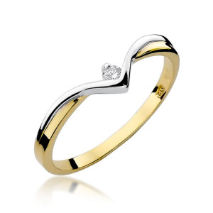 Złoty pierścionek W051 Diament 0,04ct żółte złoto pr. 585